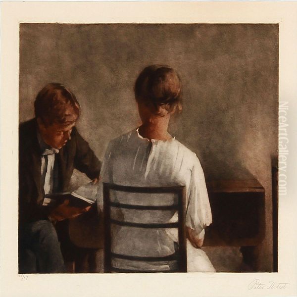 To Unge Mennesker Oil Painting by Peder Vilhelm Ilsted