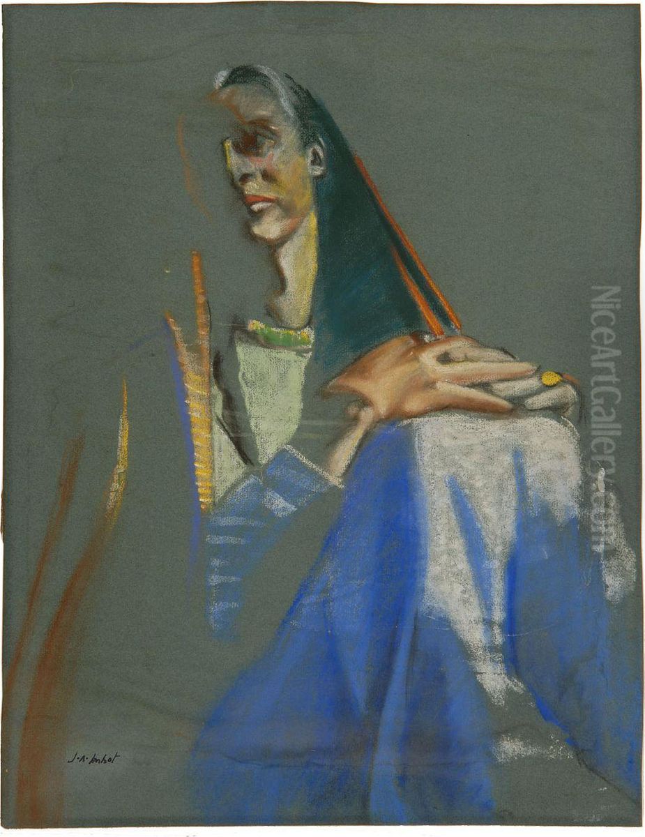 Portrait Of A Native American Oil Painting by Joseph A. Imhof