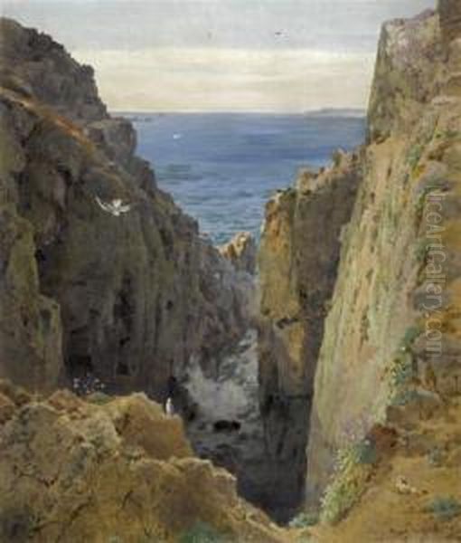 Rocky Coastal Landscape Oil Painting by Jane Inglis
