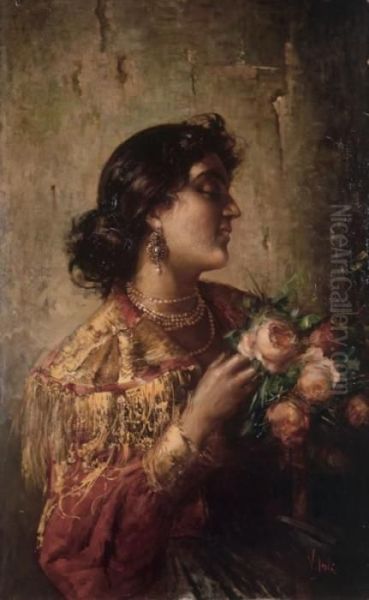 Fanciulla Con Rose Oil Painting by Irolli Vincenzo