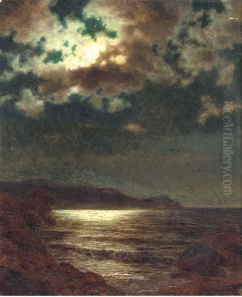 Moonlit Seascape Oil Painting by Ivan Fedorovich Choultse