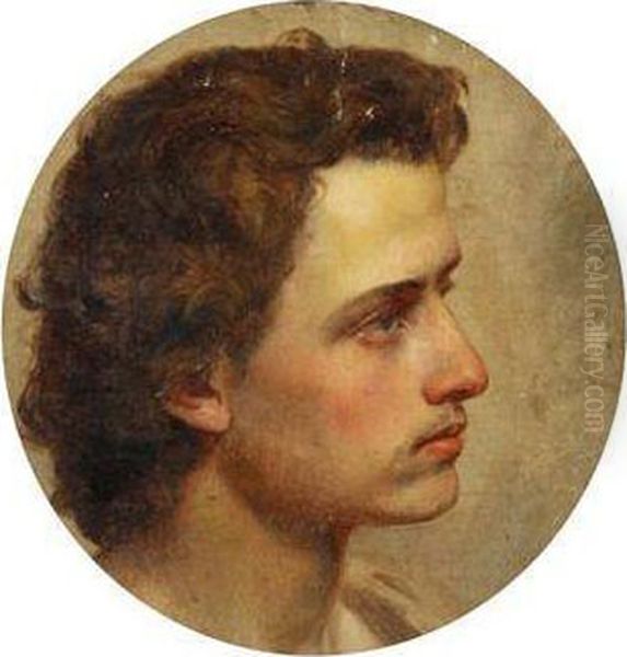 A Study Of A Male Head Oil Painting by Alexander Ivanov