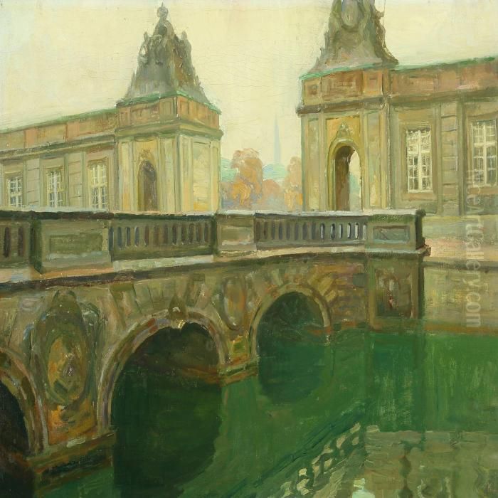 Scenery From The Marble Bridge, Copenhagen Oil Painting by Kraesten Iversen