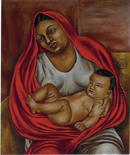 Maternidad Oil Painting by Maria Izquierdo