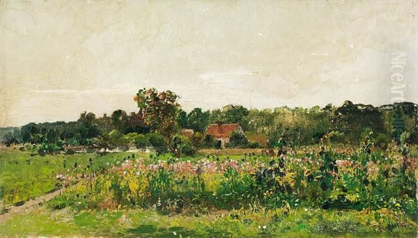 Bluhende Sonnenblumen Und Hellroter Mohn Oil Painting by Julius Jacobus Van De Sande Bakhuyzen