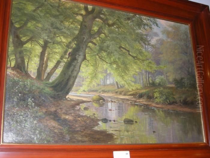A Genom Bokskog Oil Painting by August Jacobsen