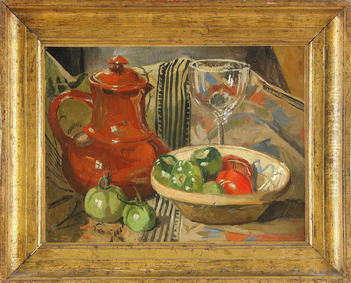Stilleben, Signerad Och Daterad Rud Jacobsen 25 Oil Painting by Rudolph Jacobsen