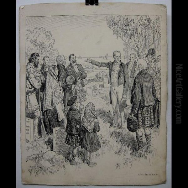 Cementary Gathering Oil Painting by Charles William Jefferys