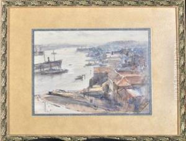 North Shields Harbour Oil Painting by Robert Jobling
