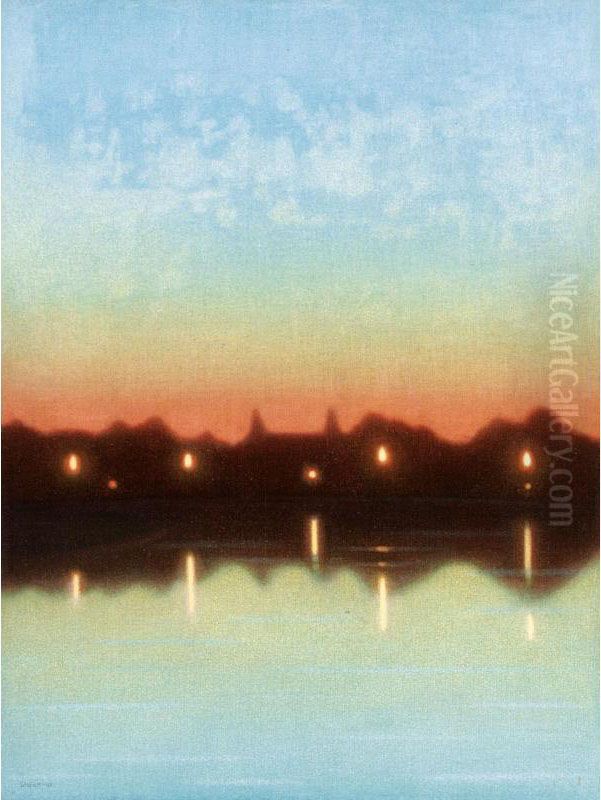 Majnattsgryning I Mansken (maynight Dawn In Moonlight) Oil Painting by Stefan Johansson