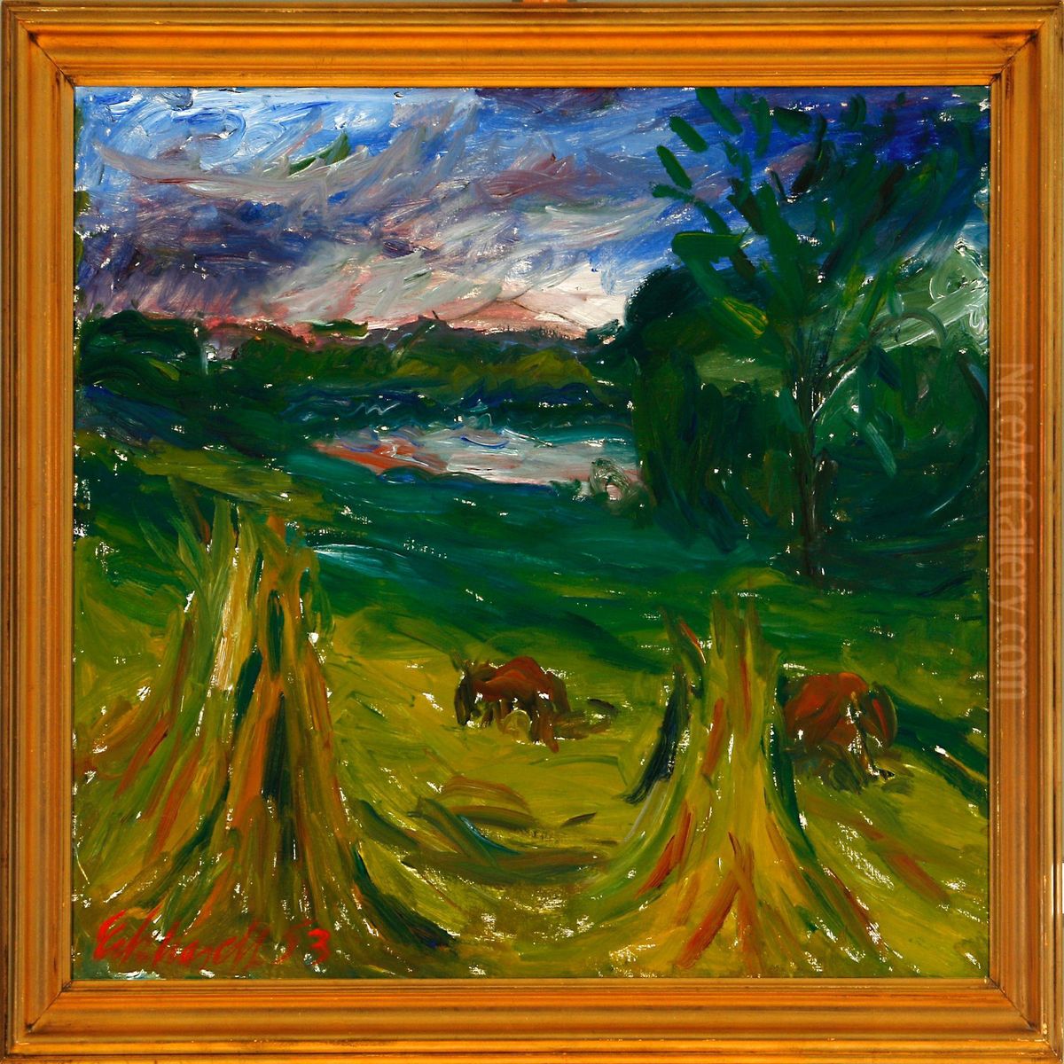 Scenery, Hojesandbjerg Oil Painting by Eckhardt Johnsen