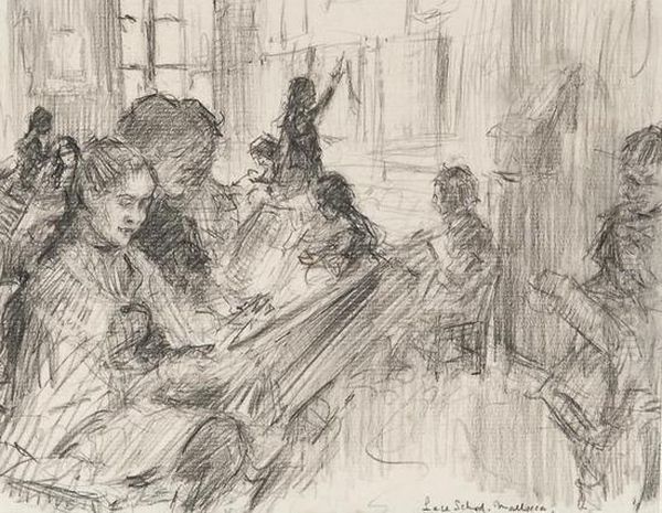 The Lace School, 
Mallorca Oil Painting by Ernest Borough Johnson