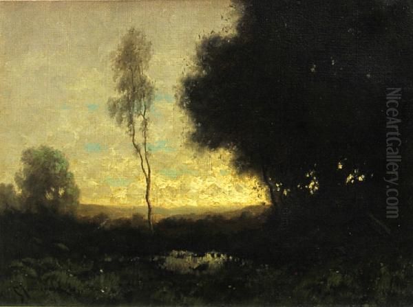 Pond Among The Oaks Oil Painting by Carl Henrik Jonnevold