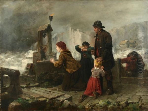 Sturmlauten Auf Helgoland Oil Painting by Rudolf Jordan
