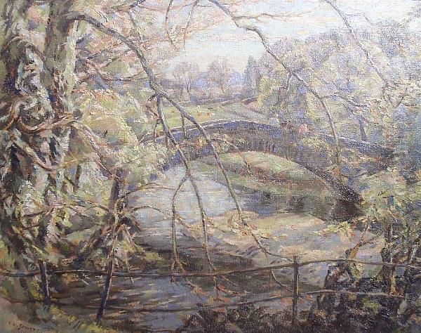 Rothay Bridge, Ambleside Oil Painting by Percy Hague Jowett