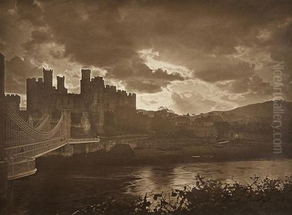 Conway Bridge And Castle Oil Painting by Fred Judge