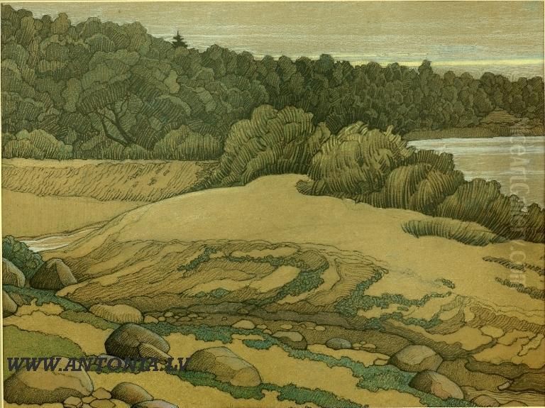 The River Bed Oil Painting by Karlis Jurjans