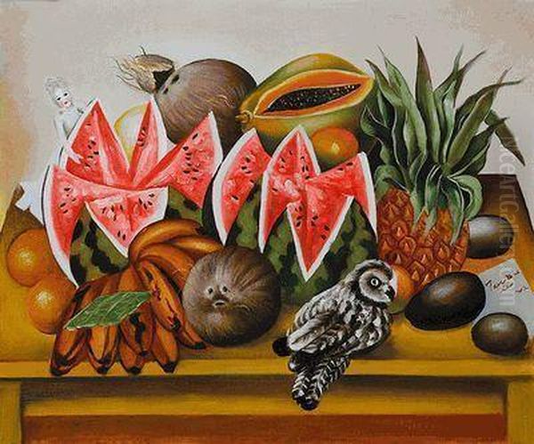 The Bride Frightened At Seeing Life Opened Oil Painting by Frida Kahlo