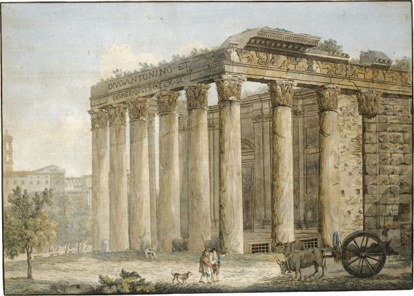 The Temple Of Antoninus And Faustina In The Roman Forum Oil Painting by Franz Keiserman