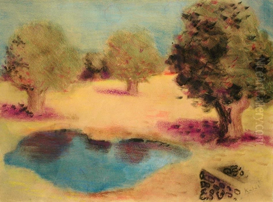 Landscape With Trees Oil Painting by Frantisek Kalab