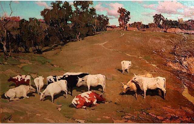 Vaches Au Paturage Oil Painting by Stephan Kalesnikoff