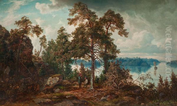 Underthe Pine Tree Oil Painting by Anders Kallenberg