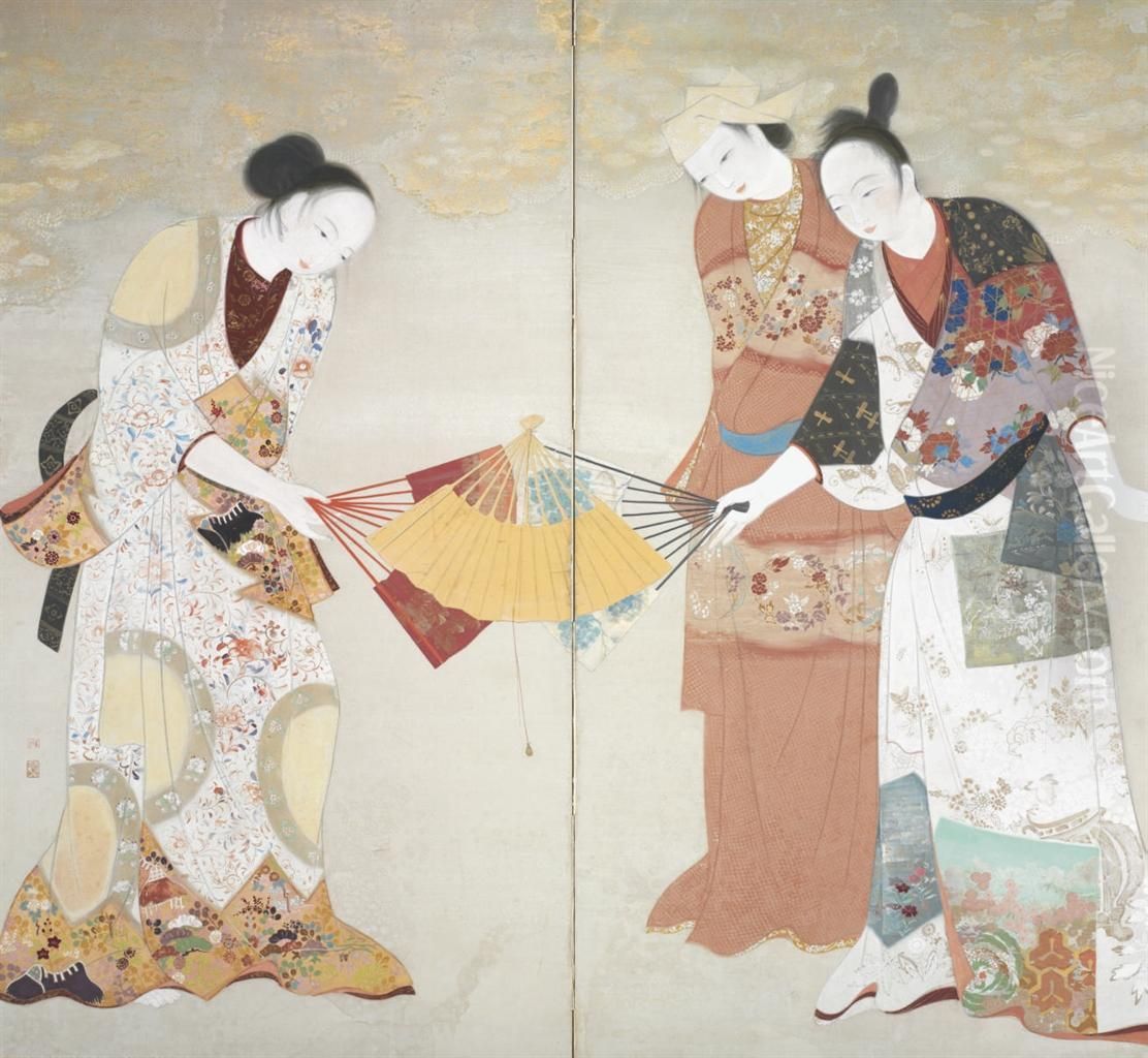Ogi Tori Oil Painting by Goro Kamenaga