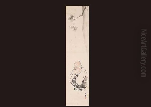 Old Kotobuki Oil Painting by Hashimoto Kansetsu