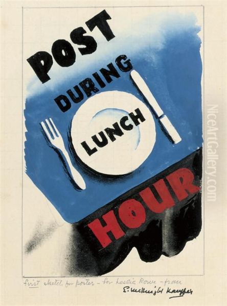 Post During Lunch Hour Oil Painting by Edward Mcknight Kauffer