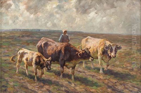 Untitled Oil Painting by August Kaufhold