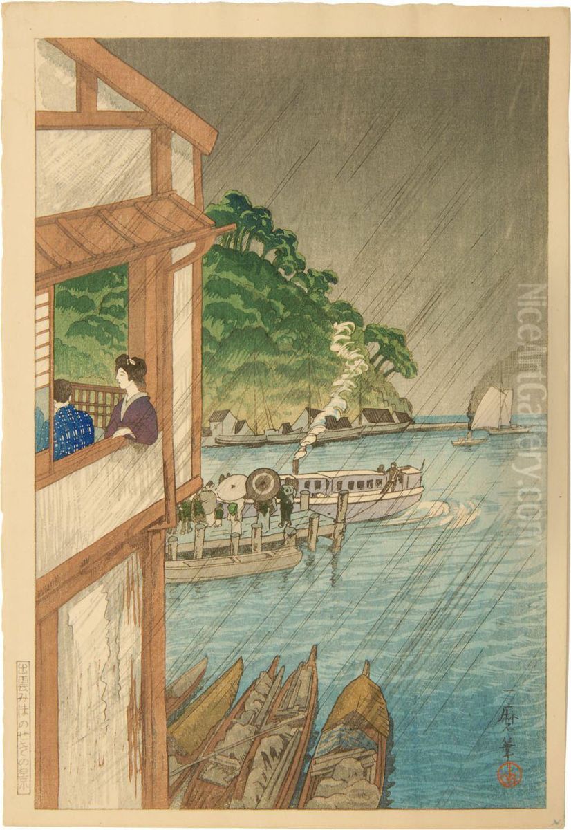 View Of Mihonoseki, Izumo Oil Painting by Kazumaru