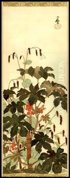 Floral Scroll Oil Painting by Kazumaru