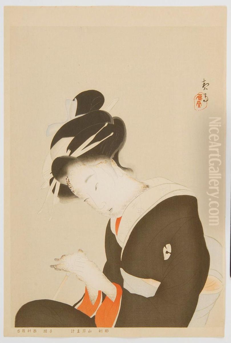 Shinju Ten No Amijima Oil Painting by Kikuchi Keigetsu