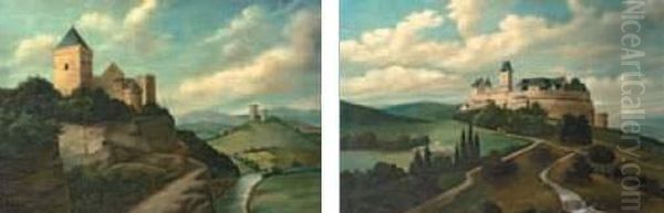 Vue Du Rudelburg. Oil Painting by Ferdinand Keller