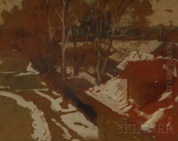 Snow Scene Oil Painting by Henry George Keller