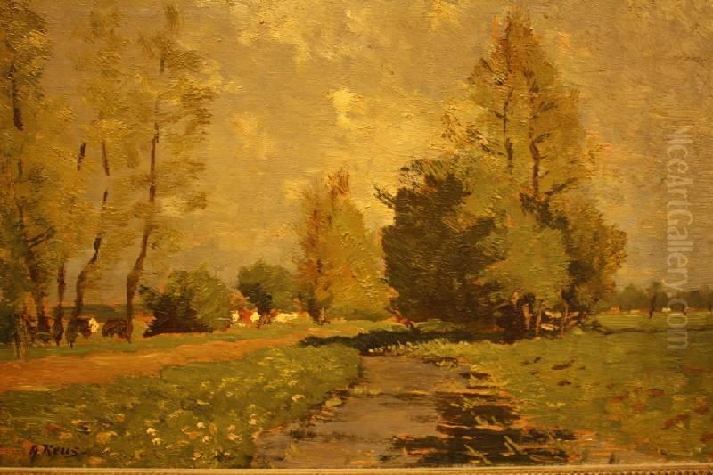 Zomerlandschap Met Poldersloot Oil Painting by Adriaan Keus