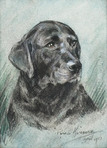 Head Study Of A Black Labrador Oil Painting by Persis Kirmse