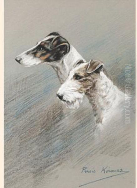 Fox Terriers Oil Painting by Persis Kirmse