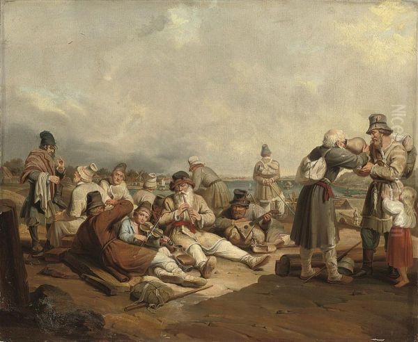 A Rest On The Way To The Fair Oil Painting by Aleksei Danilovich Kivshenko