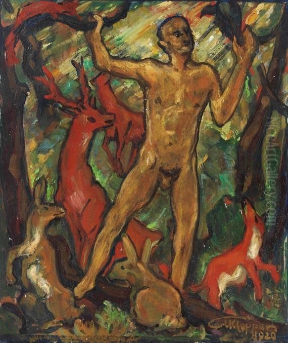 Waldpredigt Oil Painting by Karl Klapper