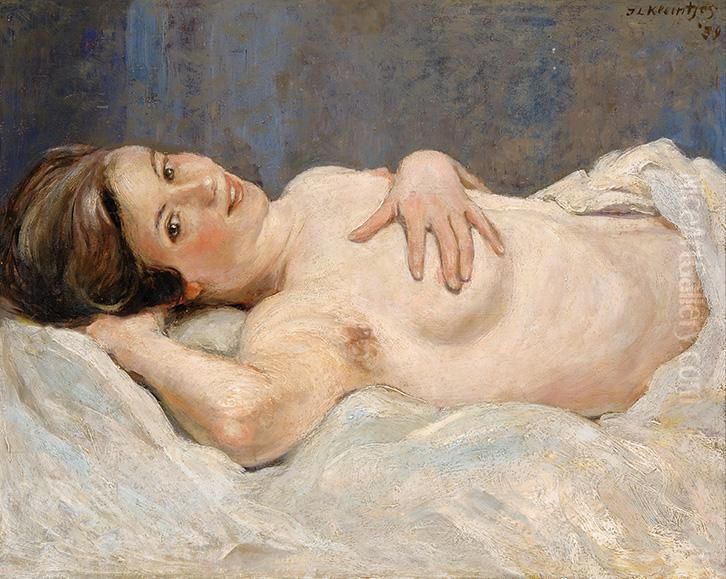 Reclining Nude Oil Painting by Jan Kleintjes