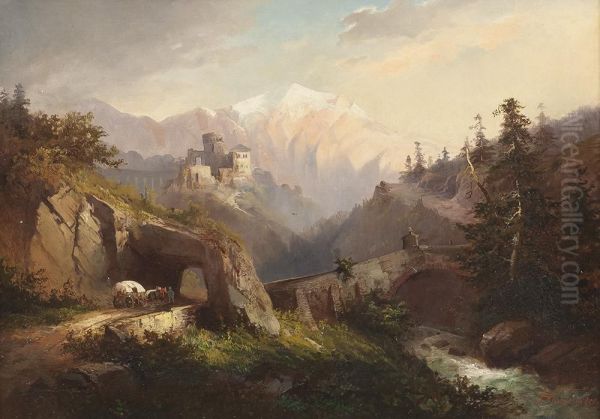Berglandschaft Oil Painting by Fritz Klingelhofer