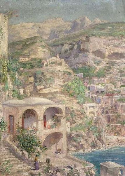 Southerncoastal Landscape Oil Painting by Hugo Klingemann