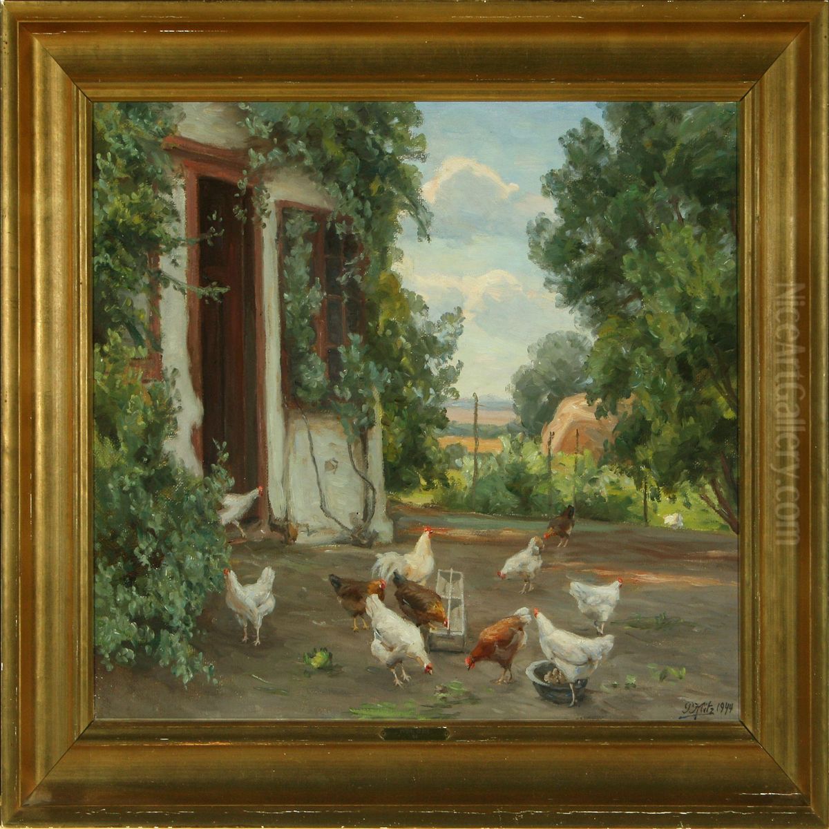 Scenery From A Chicken Farm Oil Painting by Peder Klitz