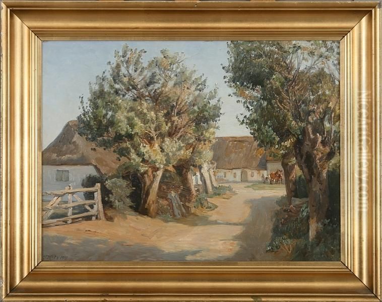 Exterior From A Farm Oil Painting by Peder Klitz
