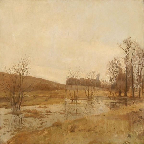 Ellemosen Bag Ved Bellahoj Oil Painting by Hans Knudsen