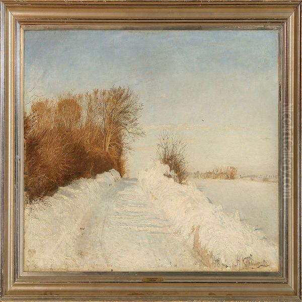 Winter Landscape Oil Painting by Hans Knudsen