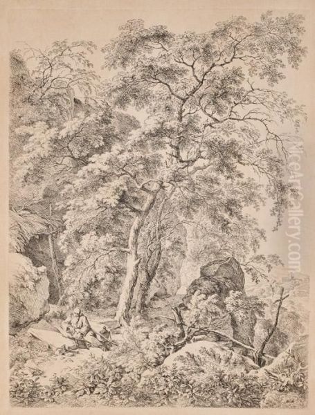 Landschaft Mit Eremit Oil Painting by Ferdinand Kobell