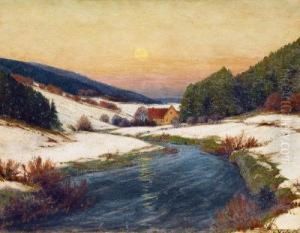 Flustal In Der Winterlichen Abendsonne