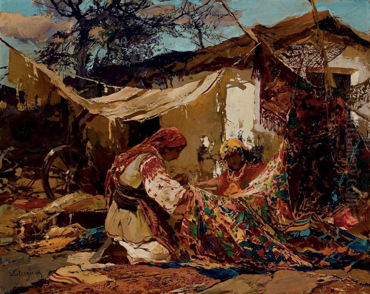 Les Bohemiens Oil Painting by Sergej Michaijlovic Kolesnikov